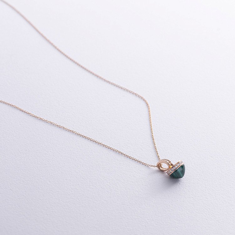 Золоте кольє (малахіт, діаманти) колб0129sc від ювелірного магазину Онікс - 2