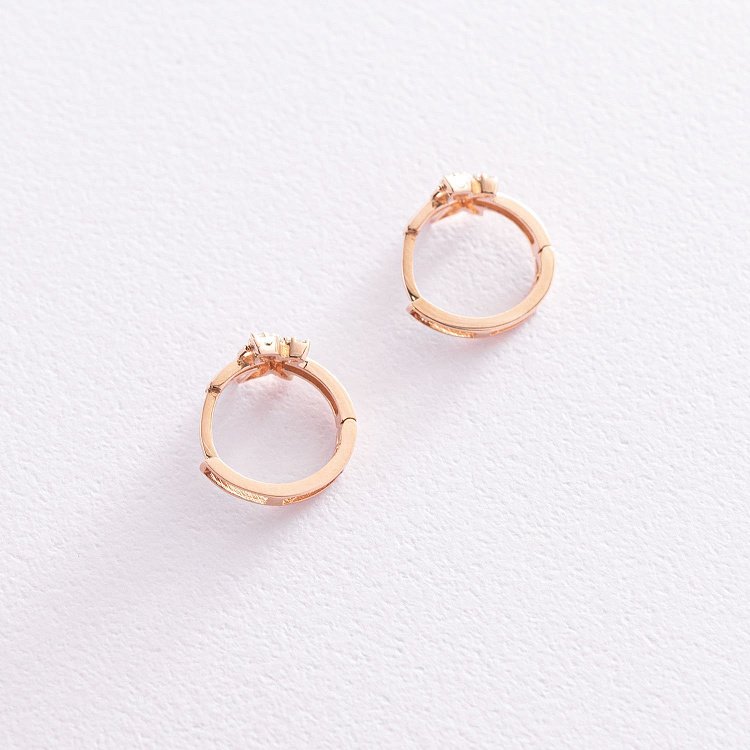 Золоті сережки "Метелики" з фіанітами с07433 від ювелірного магазину Онікс - 2