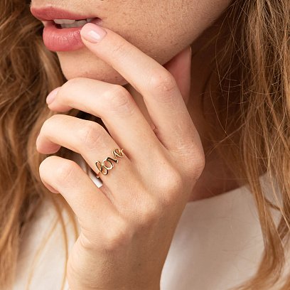 Каблучка "Love" у жовтому золоті к07093 №5