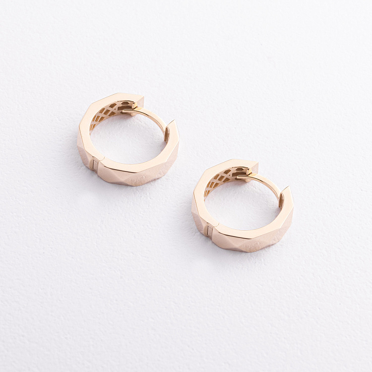 Сережки - кільця в жовтому золоті с09661 від ювелірного магазину Онікс - 1