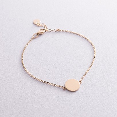 Браслет "Монетка" в желтом золоте (возможна гравировка) б04916 №3