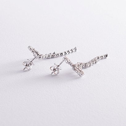 Золотые серьги - пусеты "Бантики" с бриллиантами с542 №3