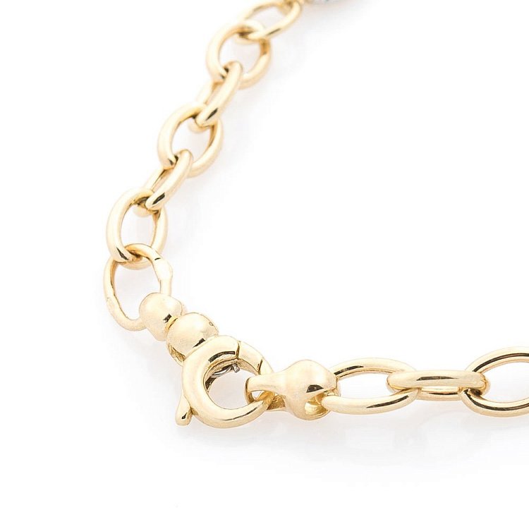 Золотой браслет "Сердечко и ключик" (фианиты) б03441 от ювелирного магазина Оникс - 2