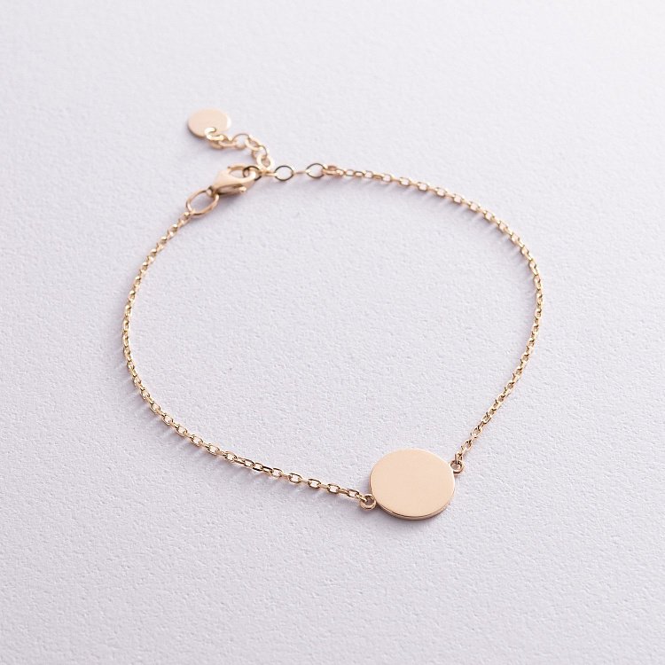 Браслет "Монетка" в желтом золоте (возможна гравировка) б04916 от ювелирного магазина Оникс - 2