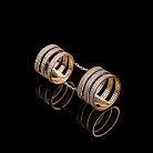Золотое двойное кольцо с фианитами к03656 от ювелирного магазина Оникс - 1