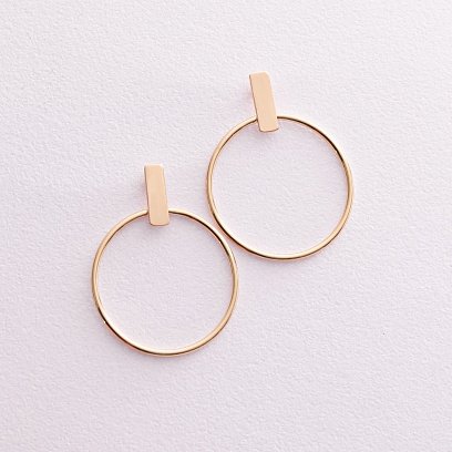 Сережки - пусети "Впевненість" у жовтому золоті с07749 №8