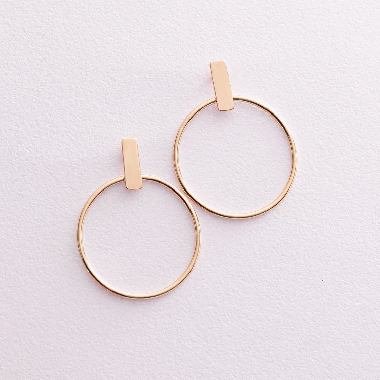 Сережки - пусети "Впевненість" у жовтому золоті с07749 від ювелірного магазину Онікс - 8