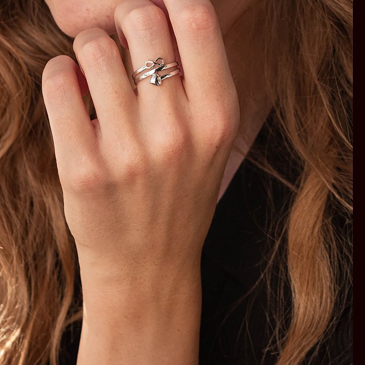 Кольцо "Сердечко и бесконечность" в белом золоте к07117 от ювелирного магазина Оникс - 4