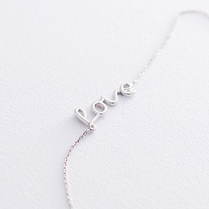 Браслет на ногу "Love" в білому золоті б04394 №2