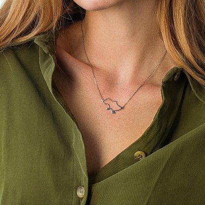 Колье "Карта Украины" в белом золоте 4034б №4