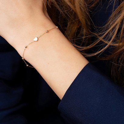 Браслет "Сердечко" у червоному золоті б05181 №2