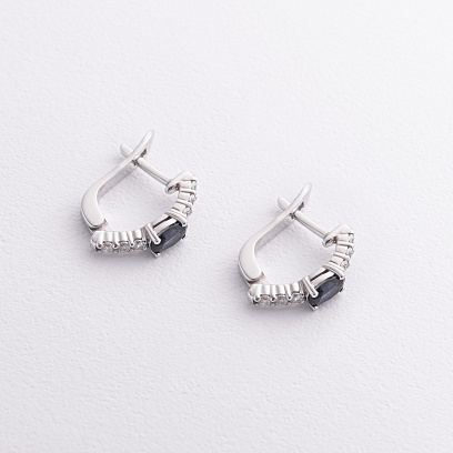 Срібні сережки з сапфірами та фіанітами 2520/1p-HSPH №2