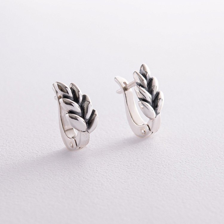 Серебряные серьги "Колосок пшеницы" 123284 от ювелирного магазина Оникс