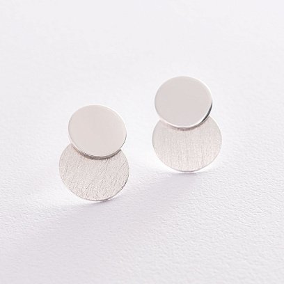 Серебряные серьги - пусеты "Кружочки" 122997 №2