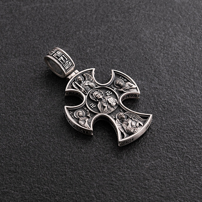 Срібний хрест "Ісус Христос Пантократор. Ангел Хранитель і Святі" 1937 №2