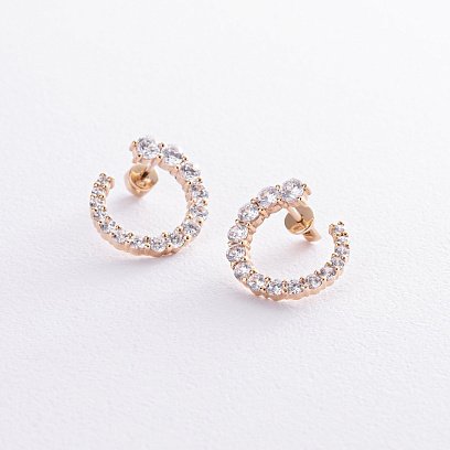 Сережки - пусети "Саманта" з фіанітами (жовте золото) с08447 №7