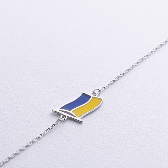 Браслет "Флаг Украины" в серебре (синяя и желтая эмаль) 141716 №3