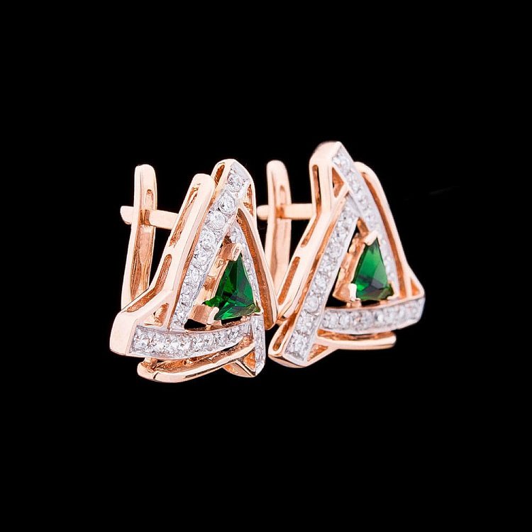 Золоті сережки з фіанітами с919-7582 від ювелірного магазину Онікс