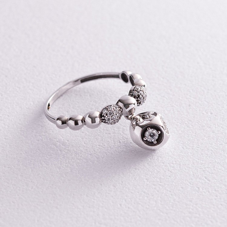 Золотое кольцо "Шарики" (фианиты) к04934 от ювелирного магазина Оникс