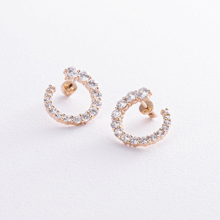 Сережки - пусети "Саманта" з фіанітами (жовте золото) с08447 від ювелірного магазину Онікс - 8