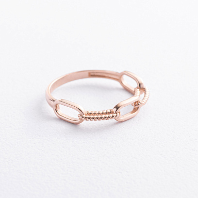 Каблучка "Ланцюжок" у червоному золоті к08489 №2