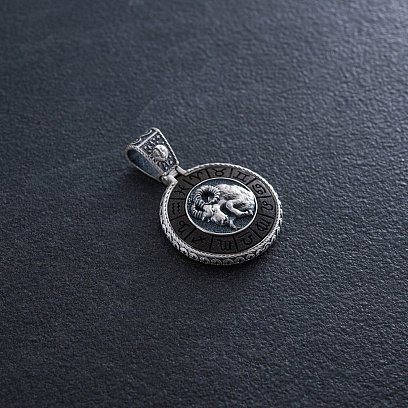 Срібний кулон "Знак зодіаку Овен" з ебеном 1041овен №5