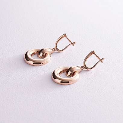 Сережки "Дакота" у червоному золоті с08112 №3