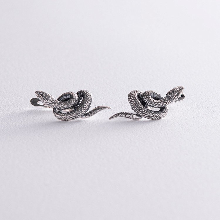 Срібні сережки "Змії" 123228 від ювелірного магазину Онікс