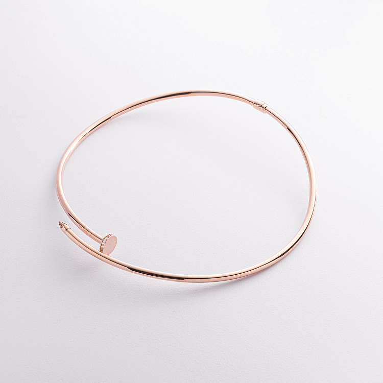 Колье "Гвоздь" в красное золоте (фианиты) кол02445 от ювелирного магазина Оникс - 2