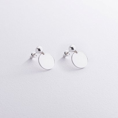 Серьги-пусеты "Монетки" в серебре 122626 №2