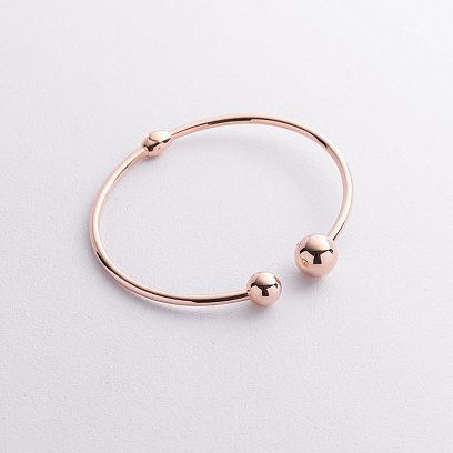 Жесткий браслет "Шарики" в красном золоте б05500 №3