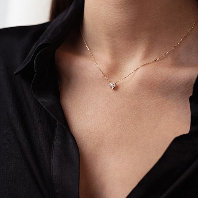 Золотое колье "Сердечко" с фианитом кол02345 №4