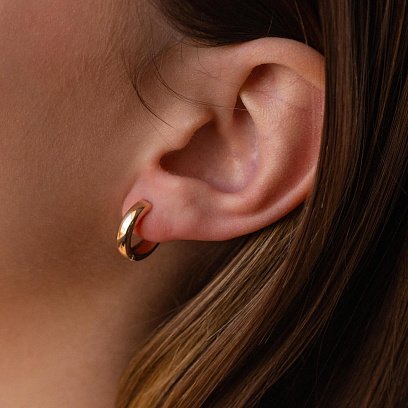 Золоті сережки-кільця без каменів с05029 №9