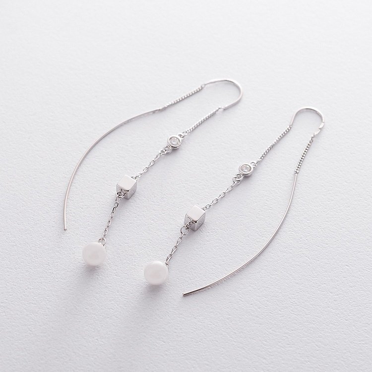 Серебряные серьги - протяжки 122538 от ювелирного магазина Оникс