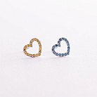 Золоті сережки - пусети "Сердечки" з блакитними та жовтими діамантами 327471121 от ювелирного магазина Оникс
