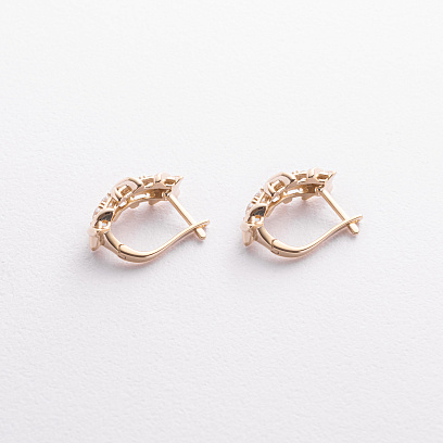 Серьги "Rosie" с фианитами (желтое золото) с08989 №2