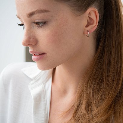 Серьги - кольца в белом золоте (1.2 см) с07311 №2