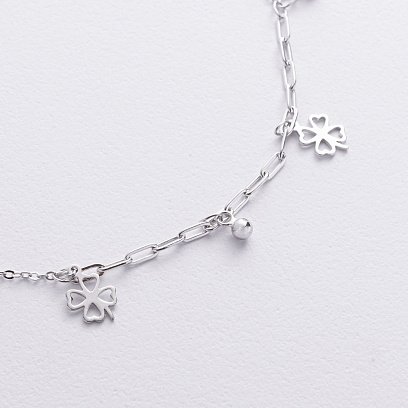 Срібний браслет "Конюшина на ногу 141790 №2