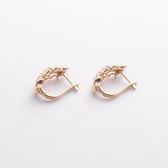 Серьги "Rosie" с фианитами (желтое золото) с08989 №2