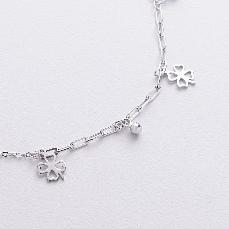 Срібний браслет "Конюшина на ногу 141790 від ювелірного магазину Онікс - 1