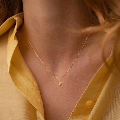 Золотое колье "Сердечко" с перламутром кол02396 №2