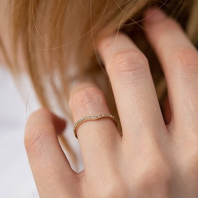 Кольцо "Особенное" с фианитами (желтое золото) к07467 №8