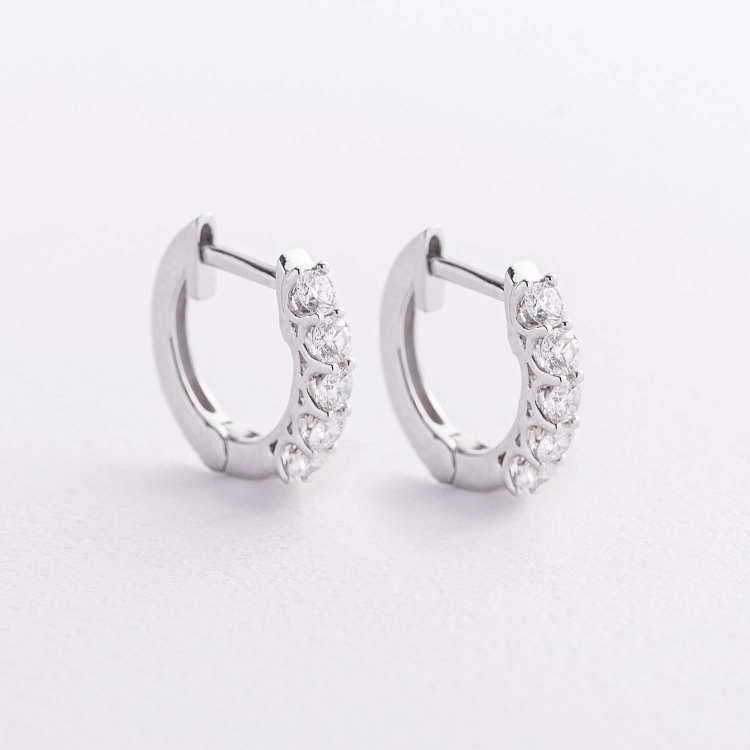 Золотые серьги - кольца с бриллиантами сб0548mi от ювелирного магазина Оникс