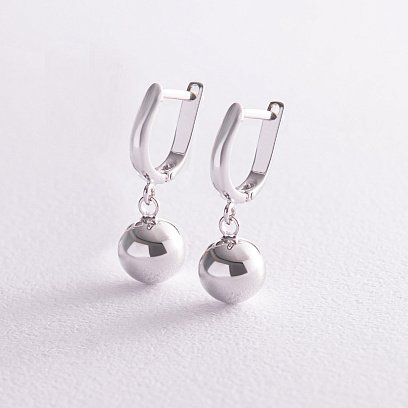 Серьги "Шарики" в белом золоте с07977