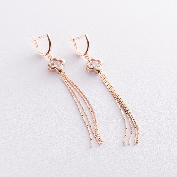 Серьги "Клевер" в красном золоте с07205 от ювелирного магазина Оникс - 3