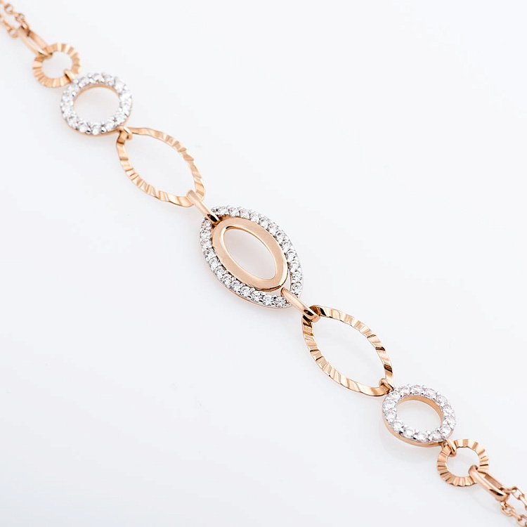 Золотой браслет с фианитами б01198 от ювелирного магазина Оникс - 1