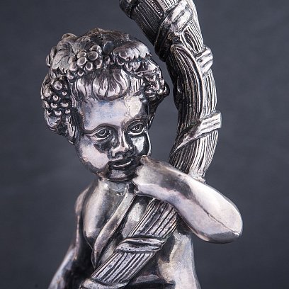 Пара серебряных подсвечников ручной работы "Купидоны с виноградными лозами" сер00061ам №5