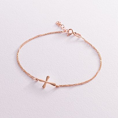 Золотий браслет з хрестиком б02949