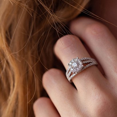 Каблучка в білому золоті з діамантами к554 №4