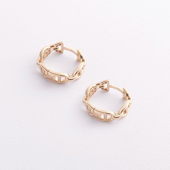 Сережки - кільця "Helen" у жовтому золоті с09572 №3